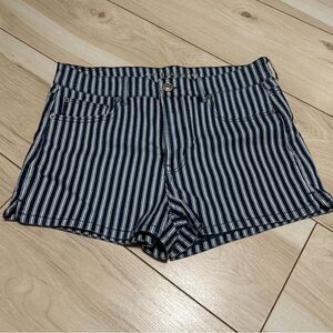 American Eagle Outfitters Blue and White Striped Jean Shorts